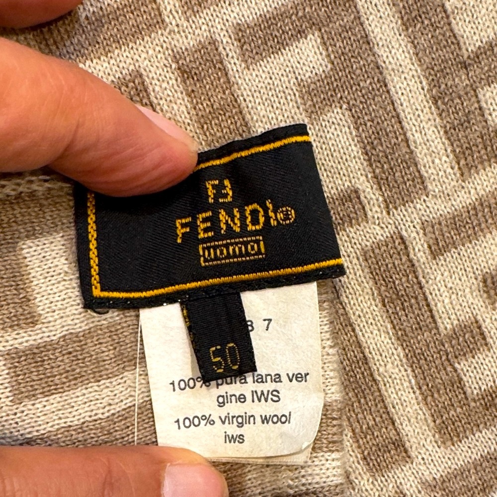 Authentic Fendi Taupe Monogrammed Scarf - Picture 10 of 12